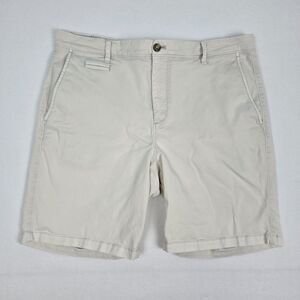 Johnnie-O Mens 36 (38) Neal Stretch Twill Off White Bone Pockets Golf Shorts